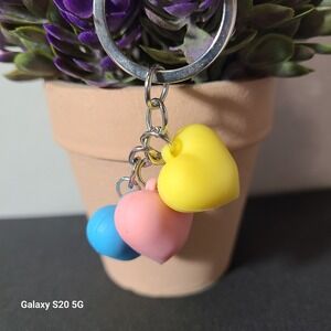 Cute Pastel Heart‎ Keychain Y2K Aesthetic Accessory Bag Charm Keyring NWOT